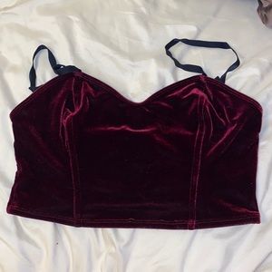 Maroon Velvet Crop Top from American Apparel